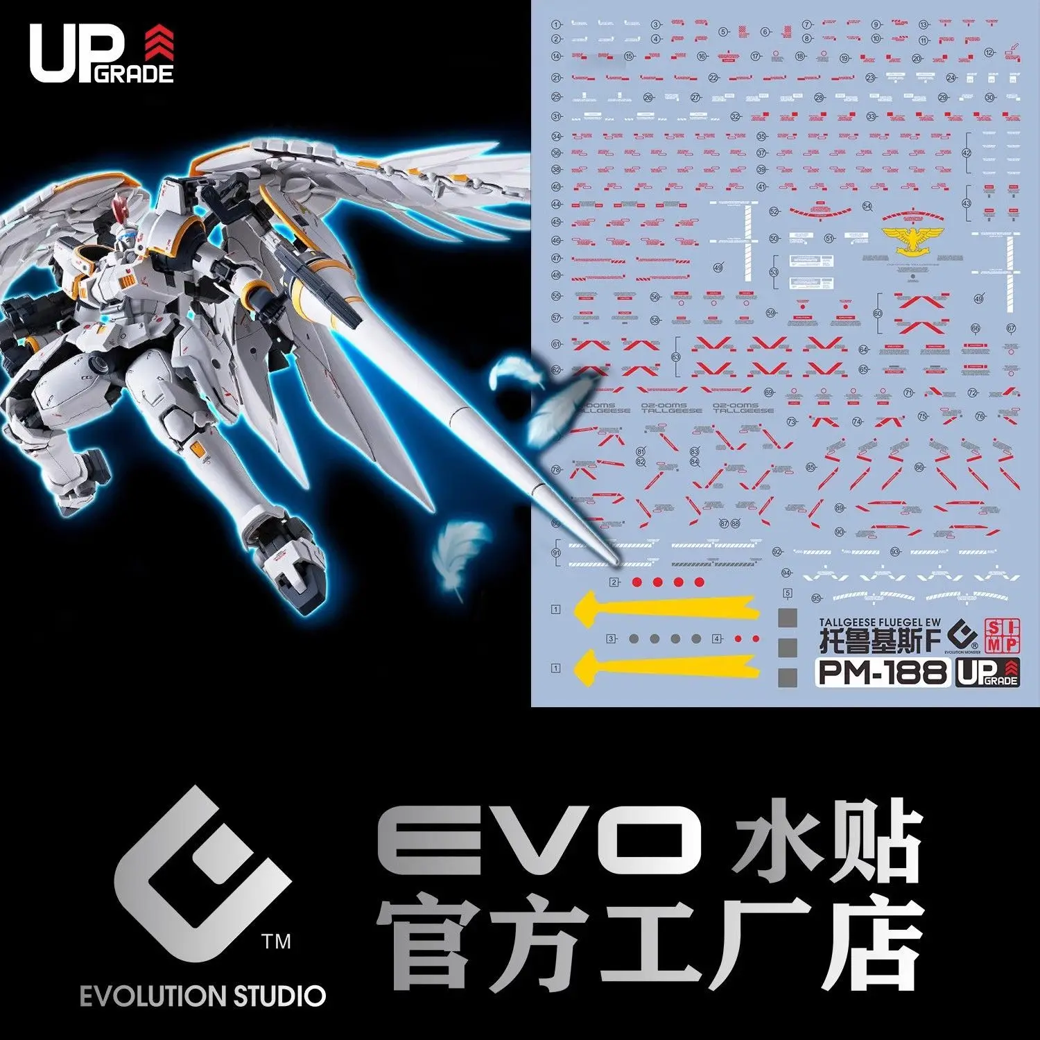 Наклейки для моделей EW Version Tallgeese Fluegel EVO: высококачественные флуоресцентные водные декали для детализации моделей меха - совместимы с моделями Mecha