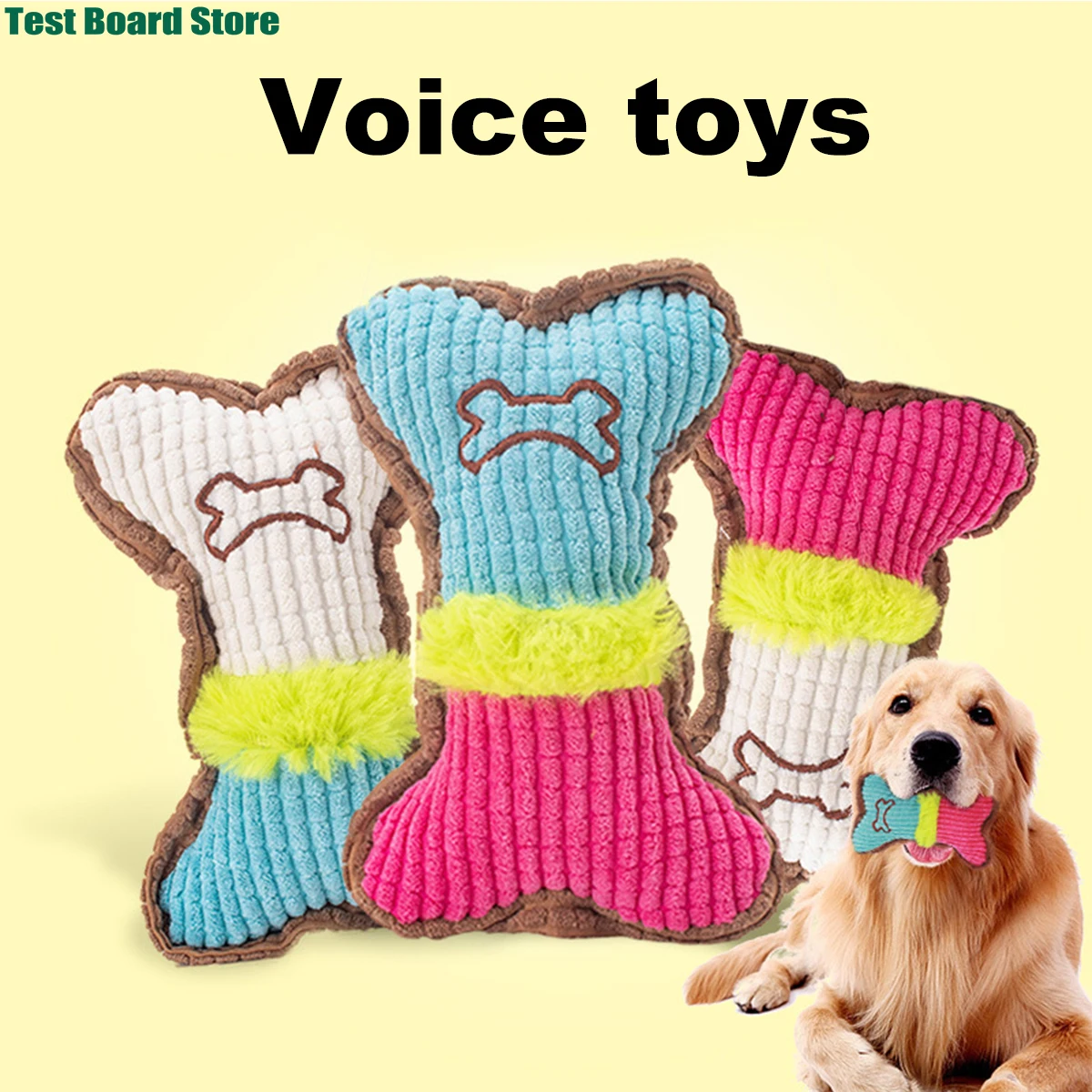 

1Pce bite resistant pet sound toy, dog plush bone shaped chew toy, suitable for small and medium-sized puppies