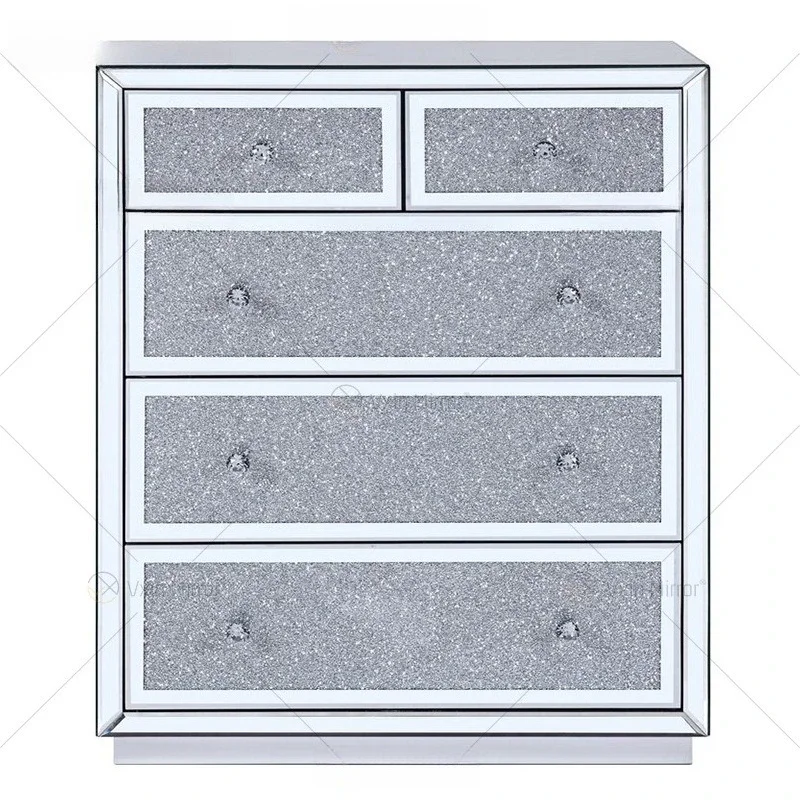American light luxury mirror chest, bedroom locker, glass furniture storage cabinet, multi-functional decorative storage cabinet