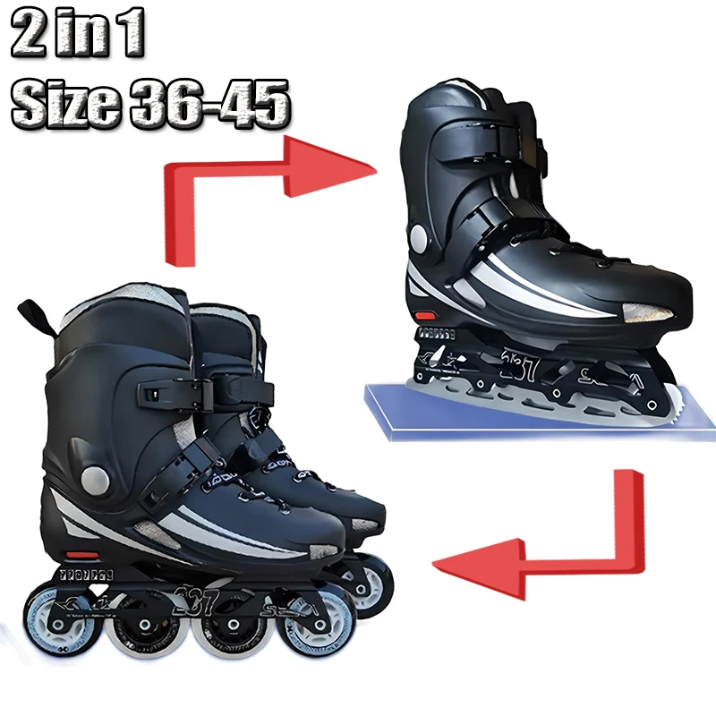 2 in 1 Ice Blade Skate Shoes Stainless Steel Roller Skate Breathable Thickened Bracket New Inline Roller Skating Shoes for Adult