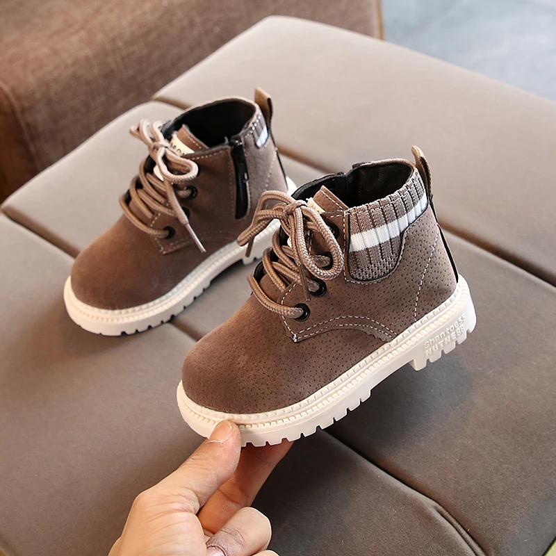 Children Casual Shoes Autumn Winter Boots Boys Shoes Fashion Leather Soft Antislip Girls Boots 21-30 Sport Running Shoes