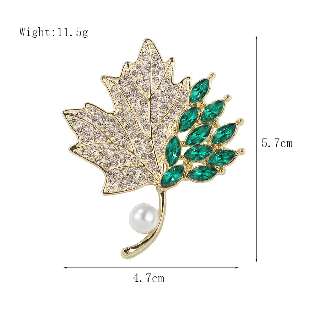 6PCS Mixed Colors Pave Rhinestone Crystal Maple Brooch Pins 57X47mm