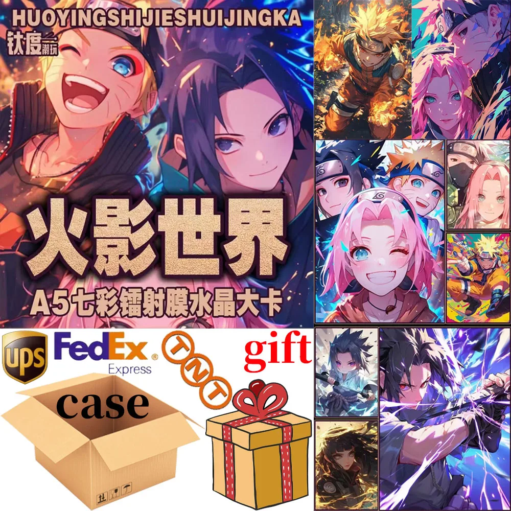 כרטיסי naruto חדש אנימה להגדיר האגר תיבת המאיץ חבילת הסיטונאות מקרה a5 סיגביש דו-צדדי יפה דו-צדדי