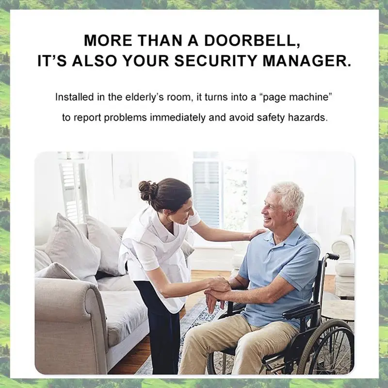 

L72A-433 Mhz Self-Generating Wireless Doorbell 38 Ringtones Dingdong Doorbell Elderly Pager For Smart Home