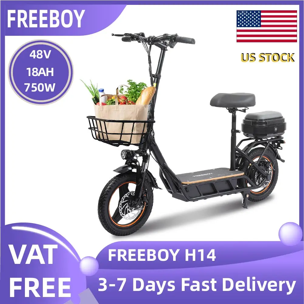 

FREEBOY H14 Adult Foldable Escooter 750W Electric Scooter 48V18AH Battery Electric Skateboard 14 Inch Tire E-Scooter