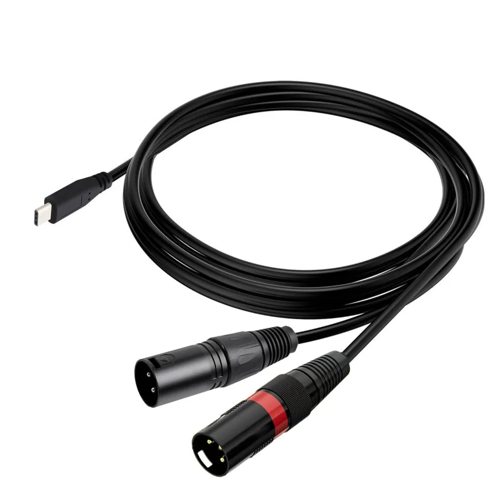 type-c-デュアルxlrオス端子接続オーディオケーブル、usb-c-xlrオス端子接続ステレオオーディオケーブル、ipad、ノートパソコン、スマートフォン用usb-c-デュアルxlrオーディオケーブル