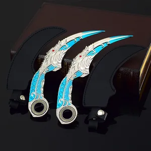 17 سنتيمتر لعبة Karambit الحياة والموت المحيطية القمر المظلم قمم مزدوجة نموذج معدني السلامة ميلي تيري قطار سكين اللعب السيف الصبي هدية أفضل 12 سكاكين تدريب Karambit مبيعا - رقم 5