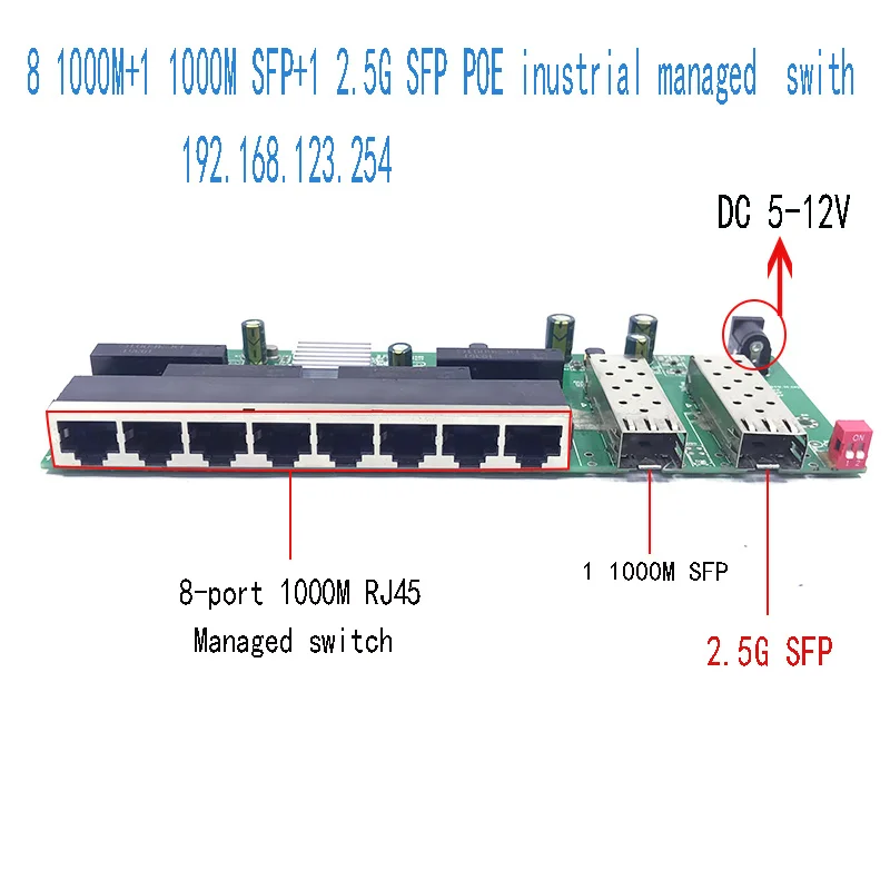 8-port 10/100/1000Mbps PoE Ethernet Switch Module Managed Switch Module with 1 1000M and2.5G SFP Slots gigabit switch