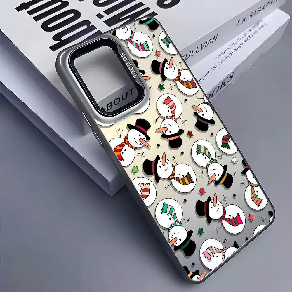 Bonito redondo boneco de neve caso de telefone para samsung galaxy s25 borda s24 s23 s22 s21 s20 ultra funda silicone colorido prata caso telefone