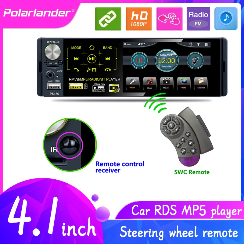 

New Arrival 4.1" Car Radio TFT LCD HD 4*50W ISO Bluetooth RMVB/AVI Media Player Subwoofer MP3 MP4 MP5 Radio RDS/AM/FM/USB