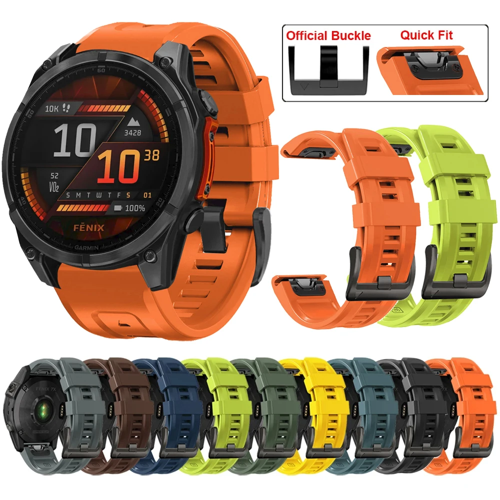 QuickFit 22mm 26mm Silicone Strap for Garmin Fenix 8 E 7 7X 6 6X Pro/Epix Pro Gen 2 47mm 51mm 5XPlus Enduro 3 Tactix 7 Watchband