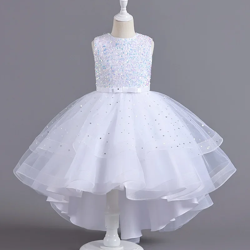 Robe de princesse à paillettes pour filles de 3 à 15 ans, motif floral, pour bébé, mariage, fête de Noël, traîne, élégante, éducative