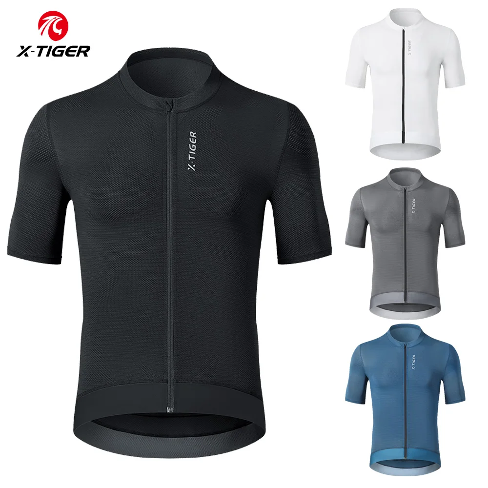

X-TIGER Cycling Jersey Men Short Sleeve High Quality Road Bike Jerseys Summer Full Zipper with Pockets Breathable Quick Dry