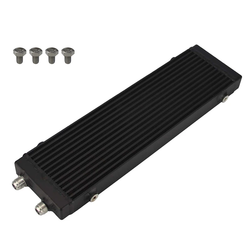 

Universal Dual Pass Bar & Plate Oil Cooler 18.5"x5.5"x1.58" Core Large -Black/Silver