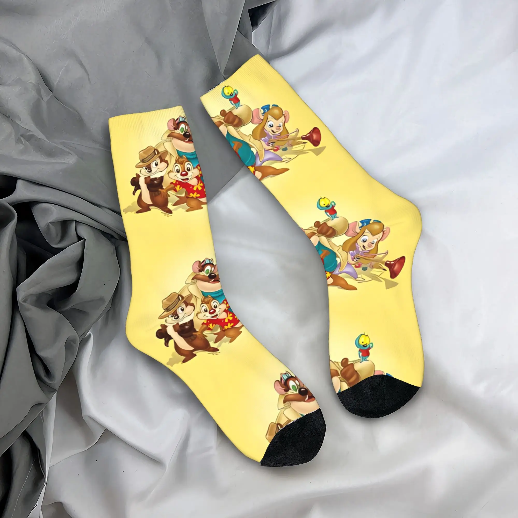 Crazy Design Chip 'n' Dale Niedliche Cartoon-Fußballsocken, Polyester, lange Socken für Unisex, rutschfest