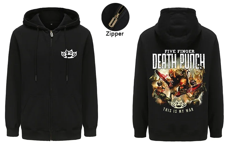 Heavy Metal Five Finger Death Punch metalowe rockowe bluzy z kapturem na zamek męskie modne gotyckie bluzki z kapturem Harajuku Streetwear Hip Hop