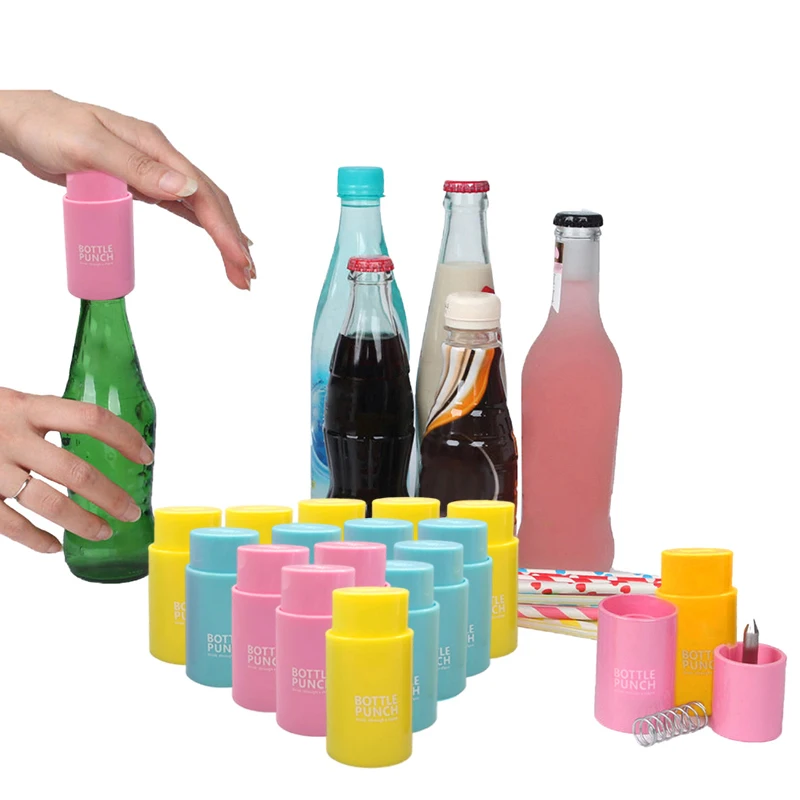 1Pc  Mini Water Drill Bottle Opener Tools Drink Punch Bottle Cover Hole Punch Opener For Straw For Party Random Color