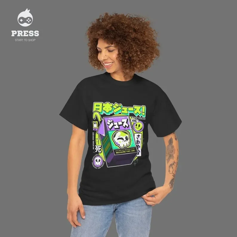 Japanese Juice Anime Design Tshirt - Heavy Cotton Tee- Japanese Juice Shirt -Anime Clothes -Anime Fans Gift