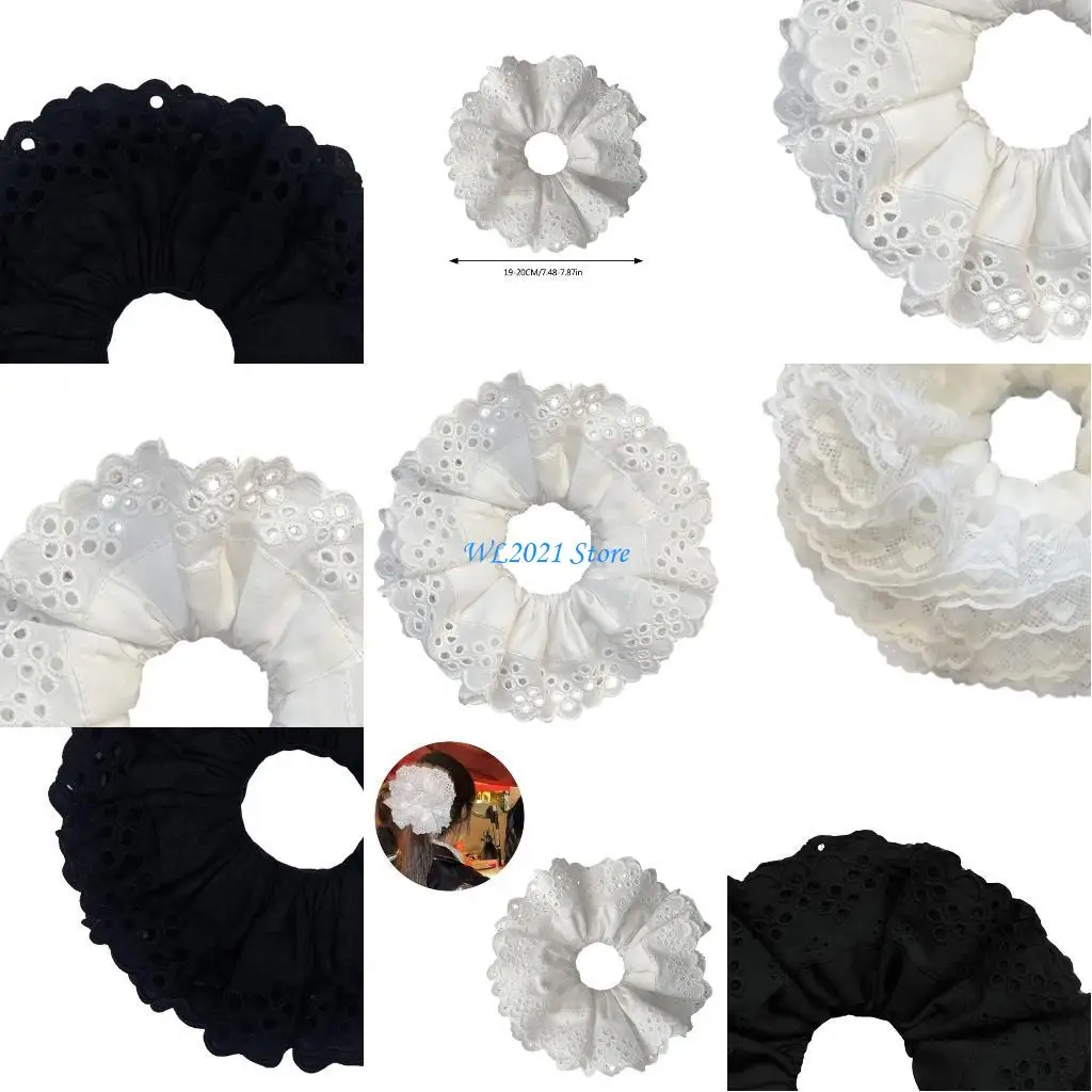 ربطات شعر أنيقة كبيرة الحجم للنساء والفتيات من G5GC، ربطة شعر مرنة من الدانتيل بطبقة مزدوجة