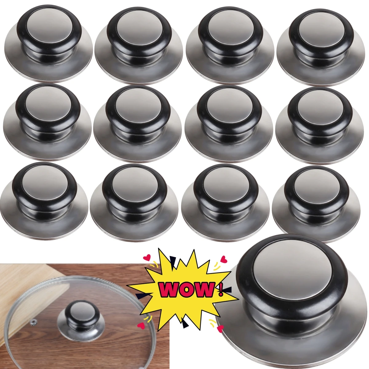 Universal Glass Lib Cover Knob Cap Heat-Resistant Cooking Pot Pan Lid Knob Replacement Lifting Handle Kitchen Cookware Handgrip