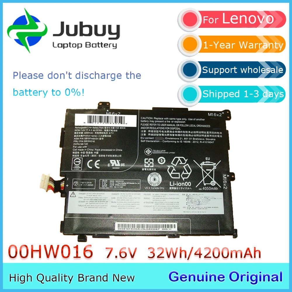 00HW016 7.6V 32Wh Original Laptop Battery for Lenovo Thinkpad 10 20E3 20E4 SB10F4645 00HW018