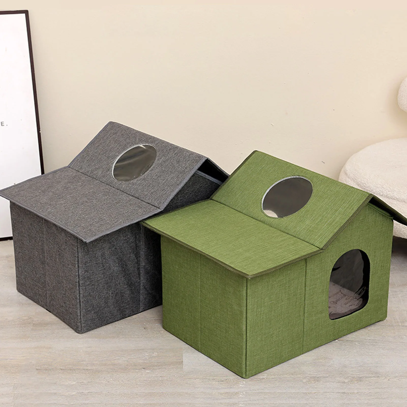 

Cat House for Outdoor Cats Foldable Water Resistant Rainproof Feral Cats Shelter Cat Cave Weatherproof Cat House