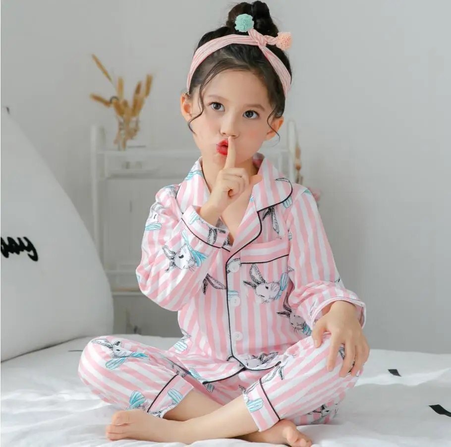 Kids Pajamas 2024 Autumn Spring Girls Boys Sleepwear Nightwear Baby Clothes Animal Cartoon Homewear Sets Cotton Children\'s Pyjam