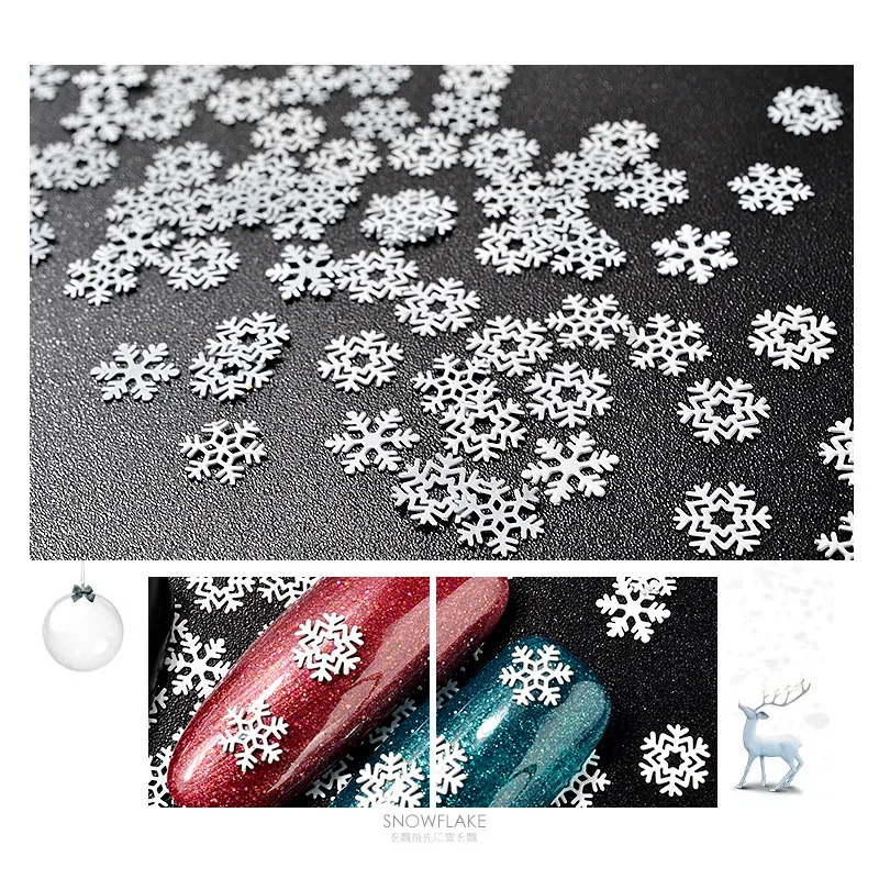 1Jar Mix Snowflakes Nail Glitter Sequins Hollow-Out Nail Arts Paillette Christmas White Snow Flakes Xmas Spangles Nail Supplies