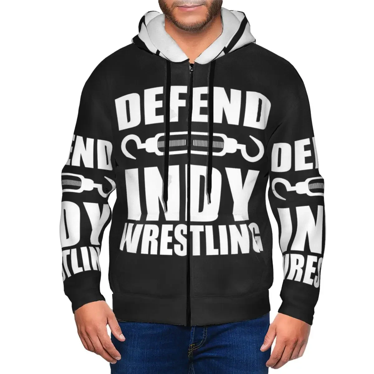 Defend Indy Pro Wrestling cremallera Sudadera con capucha Harajuku pulóver Otoño Invierno hombres mujeres sudadera camisetas de manga larga