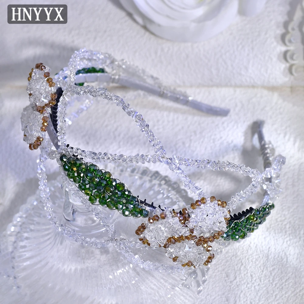 

HNYYX Crystal Braided Wide Headband Sweet Romantic Hair Hoop Gorgeous Girl Headwear Bridal Wedding Jewelry Hair Accessories A53