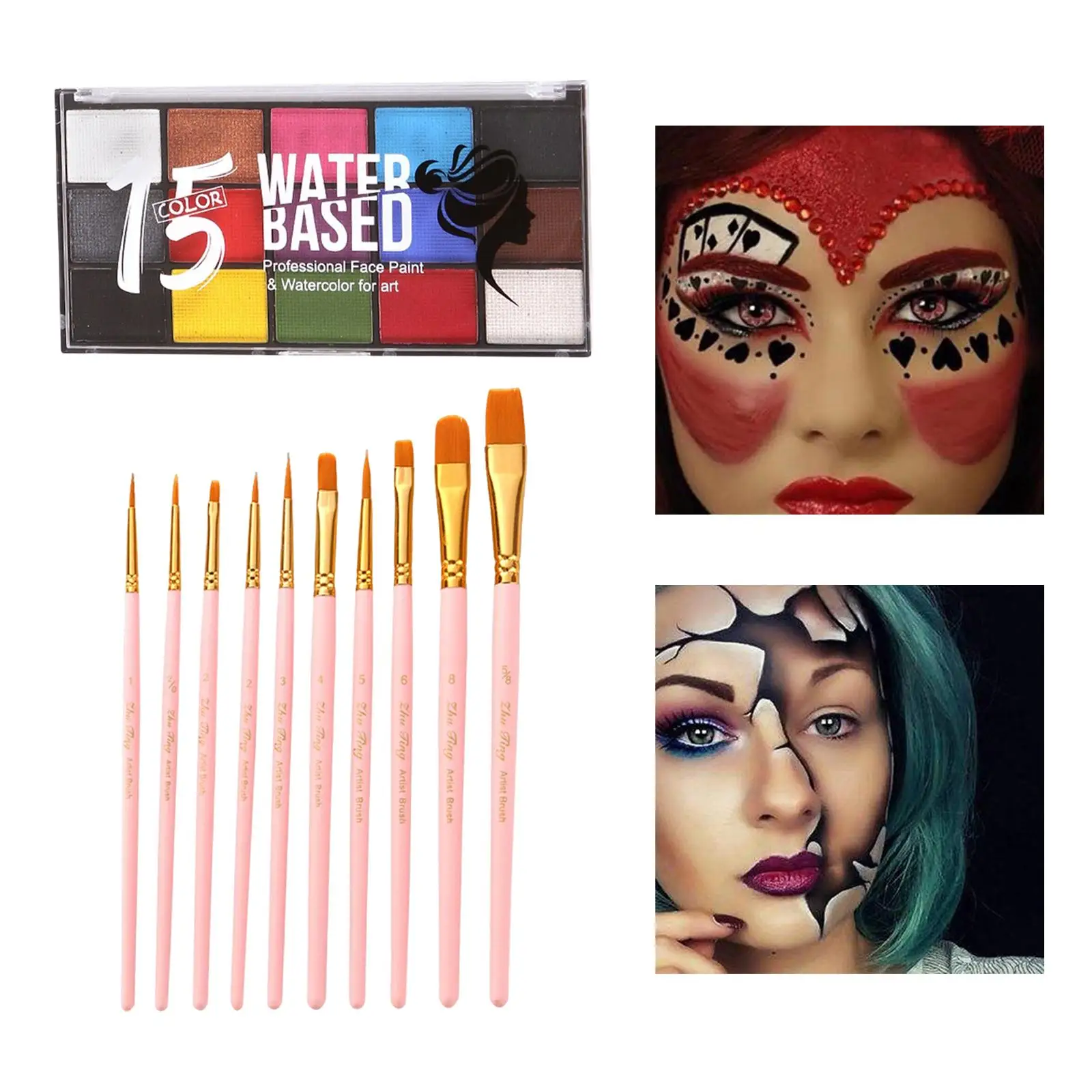 Make-Up Palet Met 10 Stuks Professionele Borstels Voor Cosplay Theater