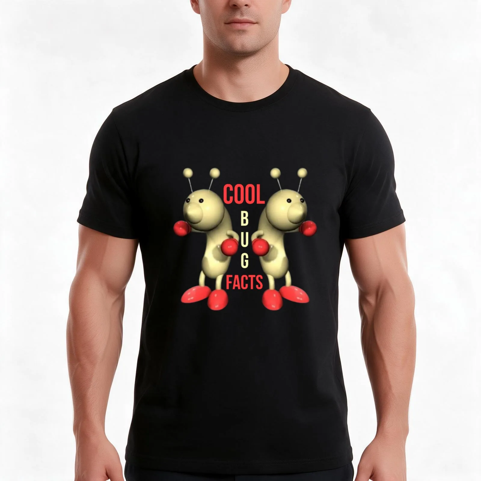 cool bug facts T-Shirt, Summer Casual Cotton Tee, Oversized Streetwear Tops, Vintage Graphic Print, Loose Fit Short Sleeve