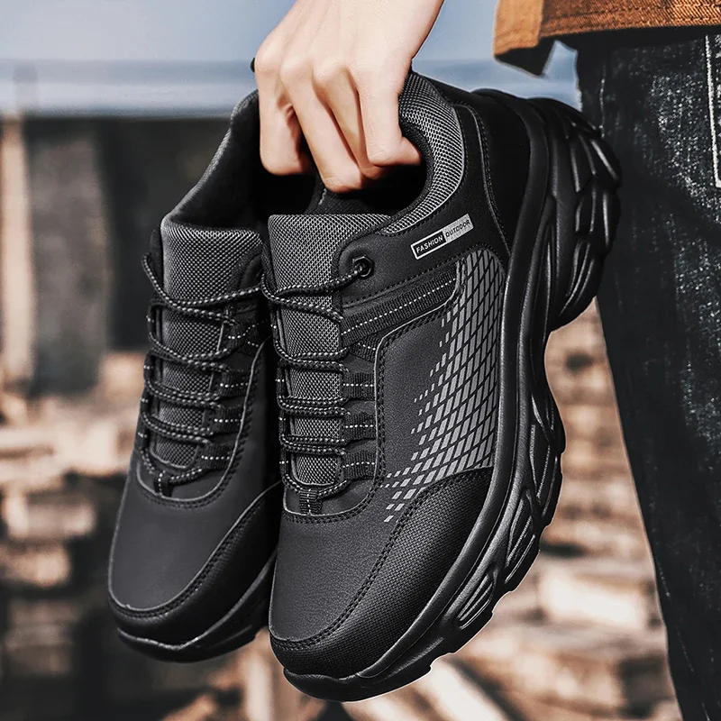 Men's Shoes Platform Waterproof Casual Sneakers Classical PU Leather Breathable Running Shoes Male Fashion Sneaker 1