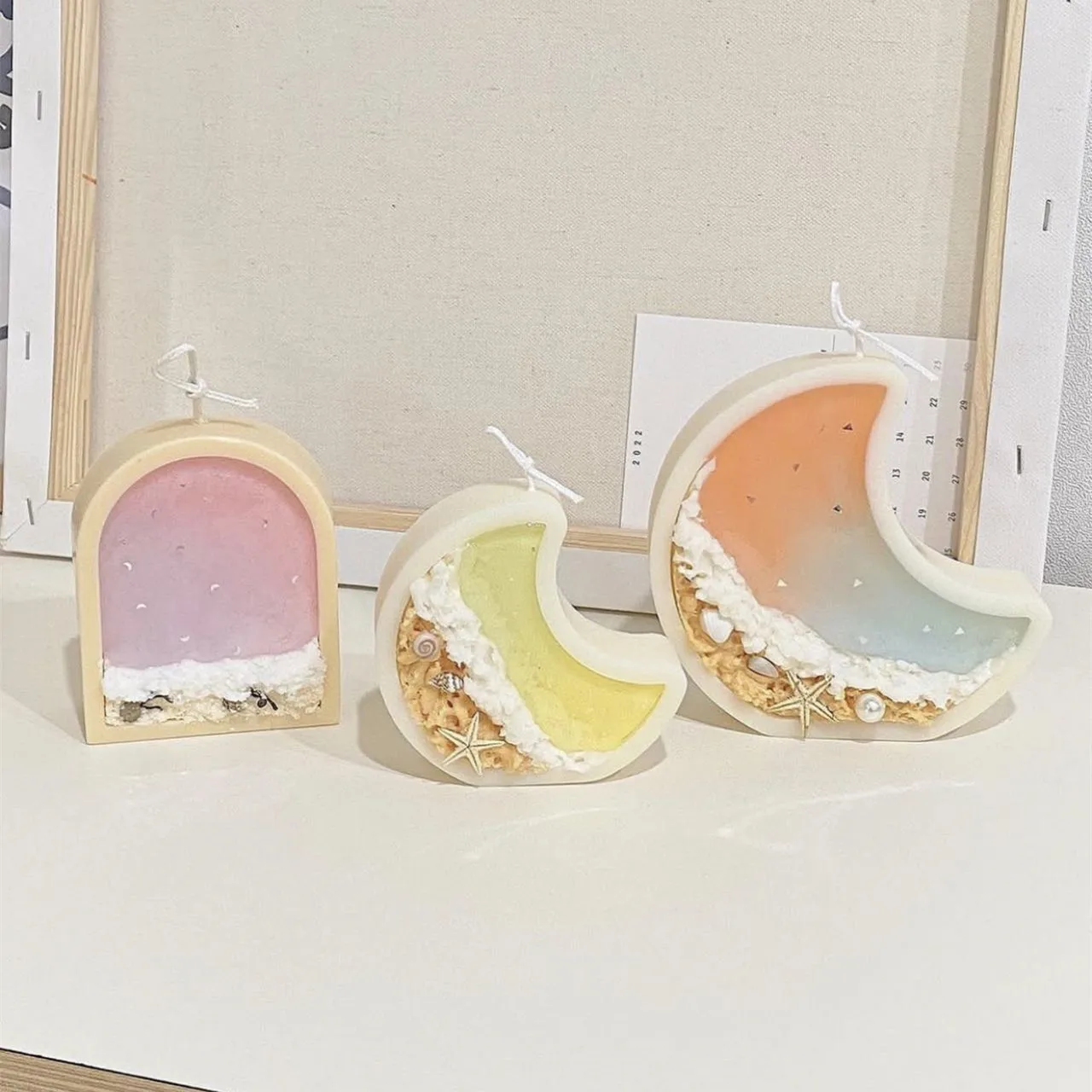 Fish Tank Moon Shape Candle Molds Silicone Plaster Epoxy Resin Mold Decorative Handmade Xmas Silicone Mold