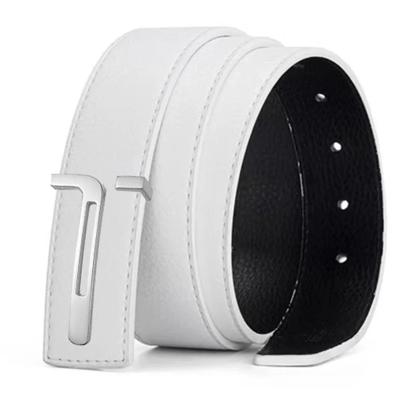 Cinturón casual de moda de 3,8 cm con hebilla lisa plateada, cinturón de diseñador para hombres de alta calidad, ajuste unisex, perfecto para ropa de trabajo en jeans