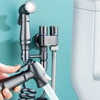 Handheld Bidet Sprayer Set Double Outlet Angle Valve Toilet Rinser Women's Washers High Pressure Booster Spray Gun Self Cleaning