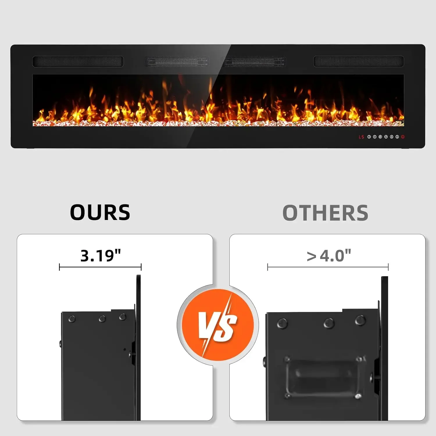 Wall Mounted Fire Places Electric Fireplace with Remote Control