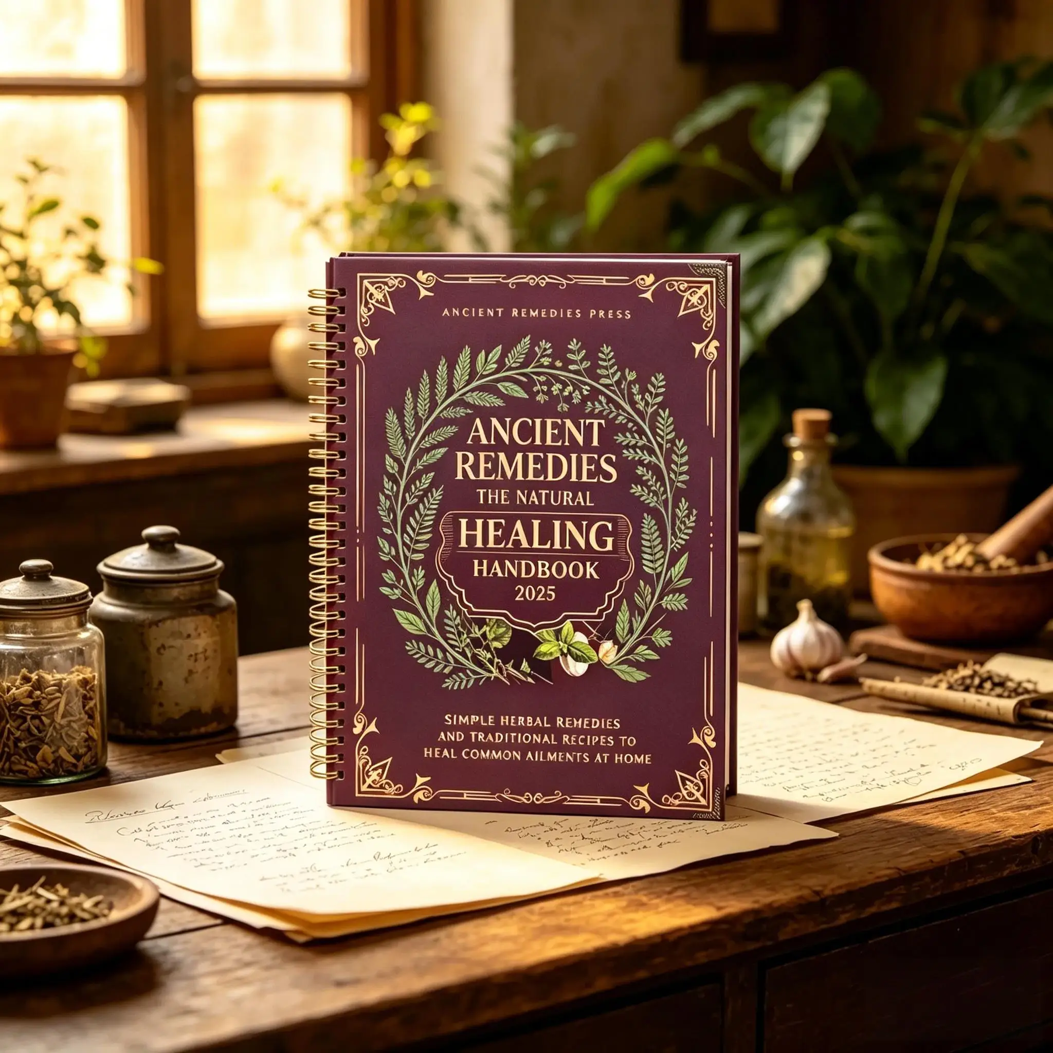 Natural Healing Manual Spiral Binding Guide, Including Herbal Therapies And Recipes for Heart Health, Focused on Improving Blood