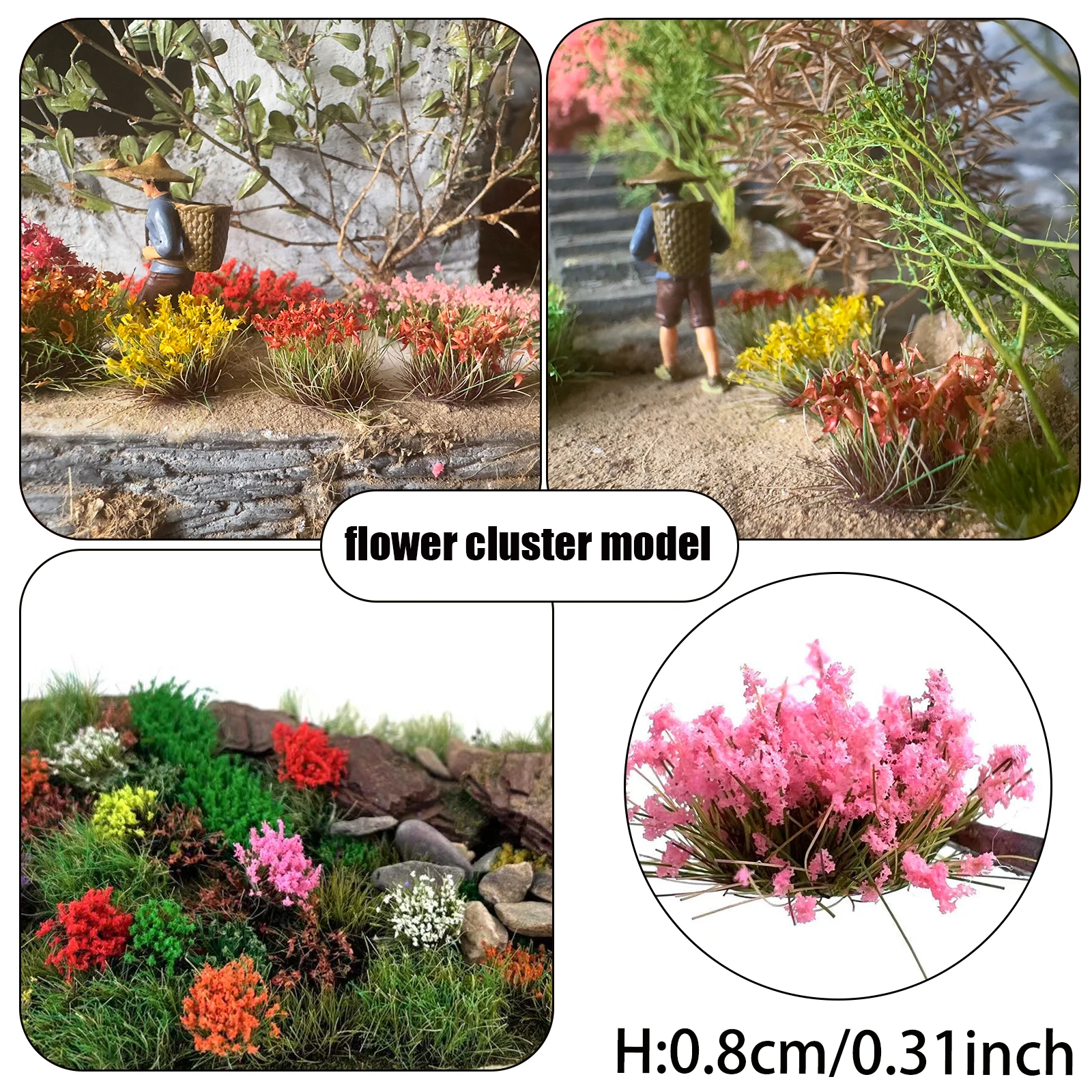 15 шт. 8 мм миниатюрные статические цветочные кластеры, аксессуары для диорамы, модель поезда, урна, поделки своими руками