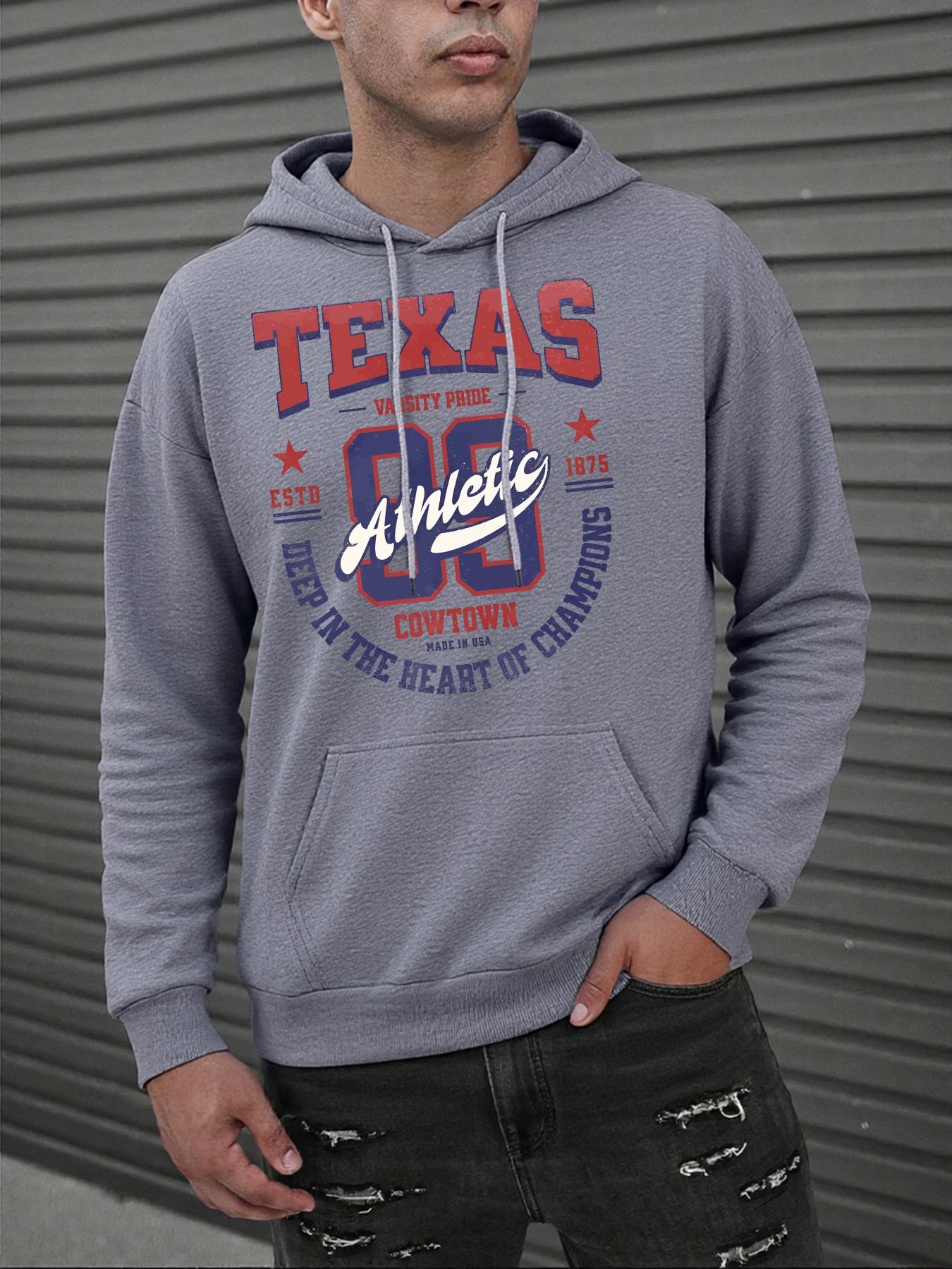 Texas Varsity Pride Print Männer Retro Hoodies Tasche Lose Vintage Hoody Mode Langarm Unisex Herbst Warme Fleece Kleidung