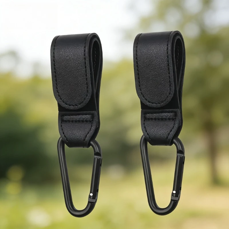 2Pcs Leather Cart Hooks Baby Stroller Hook PU Adjustable Pram Hook Organizer Diaper Bag Hanger Children Travel Accessories