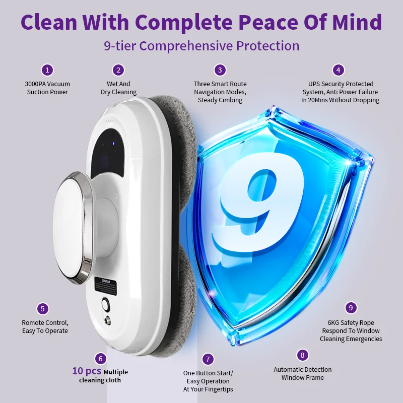 Window Robot Vacuum Cleaner Cleaning Electric Glass Remote Control Machine