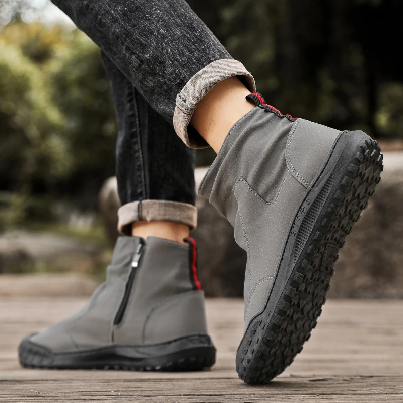 أحذية شتوية دافئة للرجال، أحذية رجالية عالية الجودة مضادة للانزلاق، أحذية عصرية عالية الجودة للرجال للدراجات النارية، أحذية بسيطة