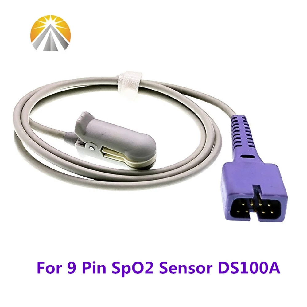 DS100A 9 Pin Reusable SpO2 Sensor 0.9 Meter with Oxi Tech Adult Pediatric Child Neonate Size Multi Brand Patient Monitor