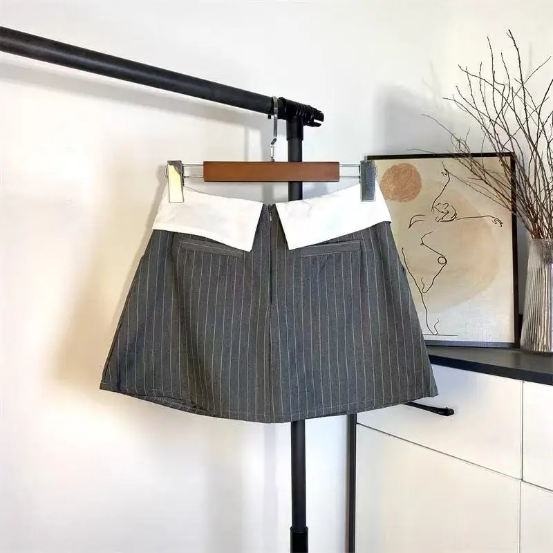 Юбка Faldas Mujer Women Black Contrasting Spliced Short Skirt Vintage Y2k Mini Skirt Юбки Jupe Spring Summer New High