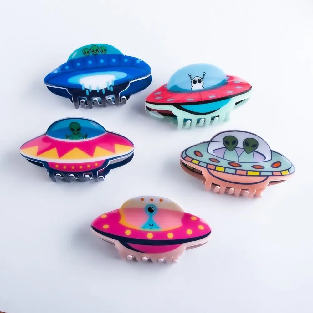 

Cute Spaceship Alien Hair Claw Cartoon Grab Clip Plastic Hair Clip Festival Headdress Shark Clip Female