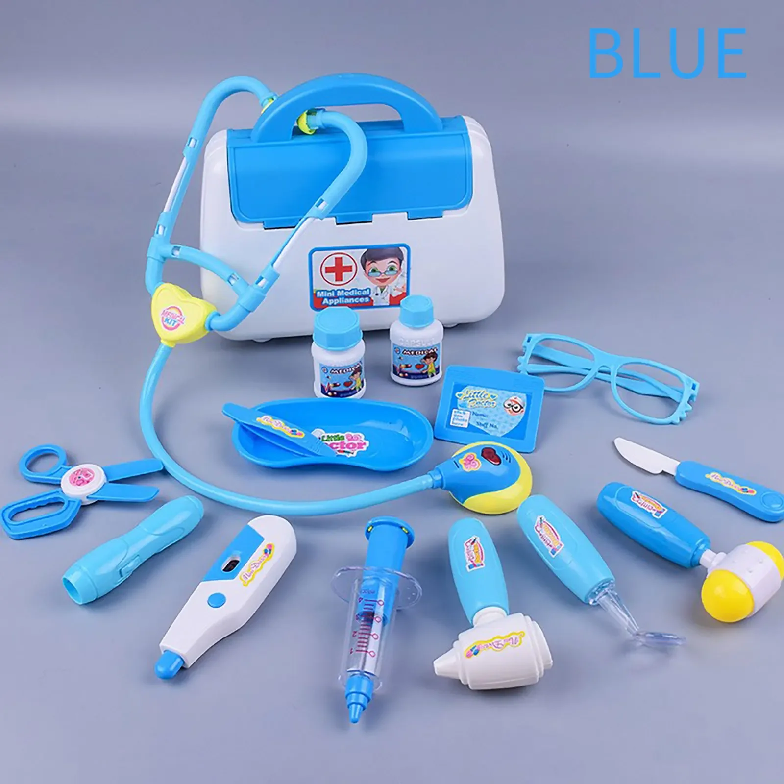15 piece set with Children's sound and light medicine box doctor and nurse's simulated medical tools family toys