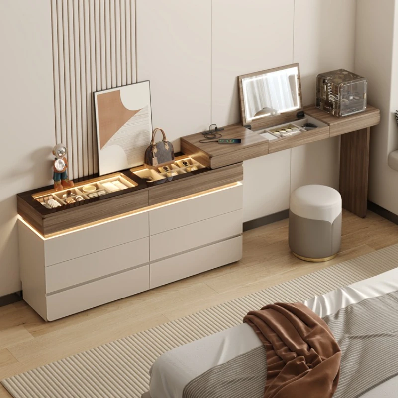 

Side of bed, chest, dresser, integrated master bedroom, simple and modern retractable flip cover, makeup table 30cm, extremely