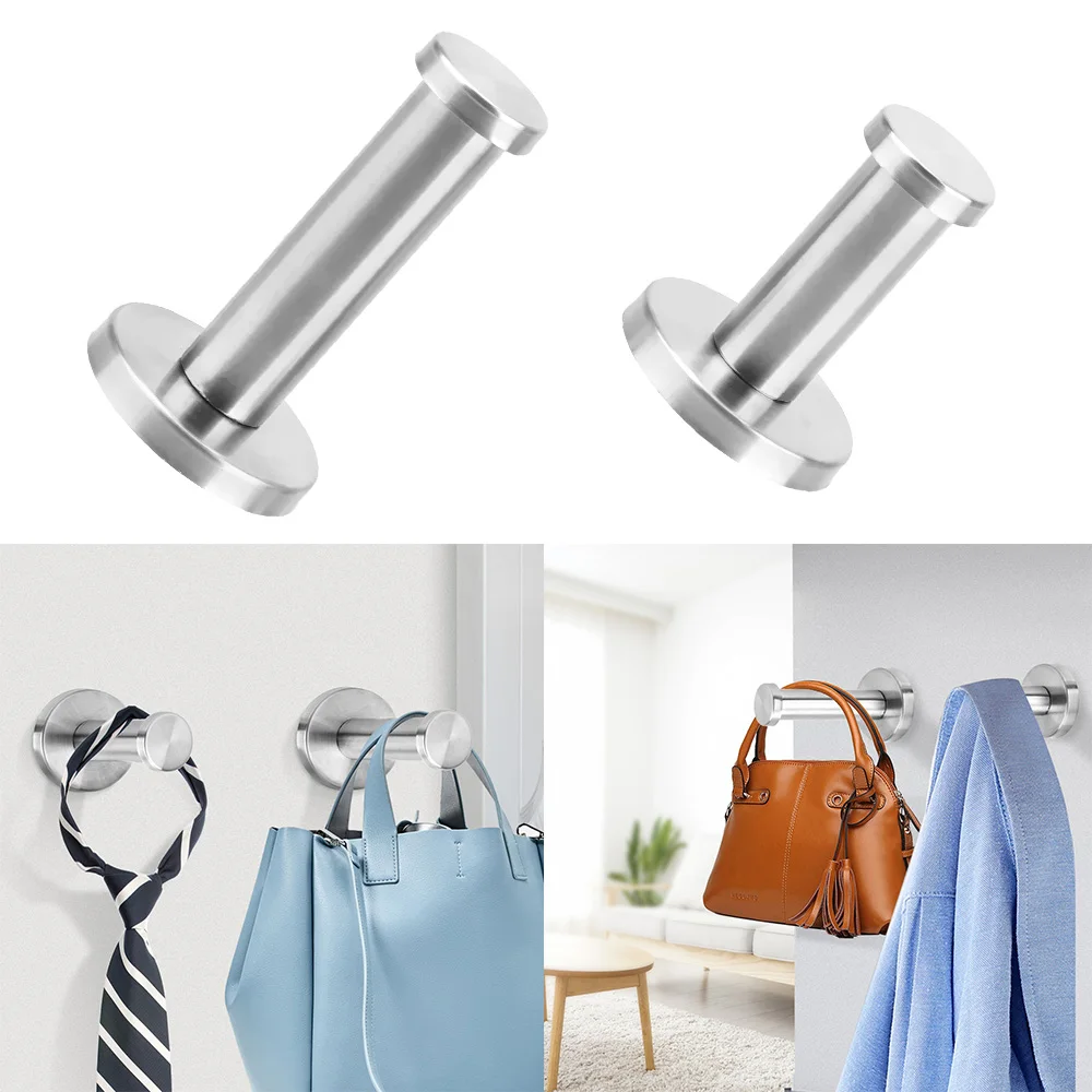 Clothes Robe Hooks for Towels Bag Coat Hanger with Screws Round Tube Stainless Steel Bathroom Hardware Bathroom Door Hanger Hook