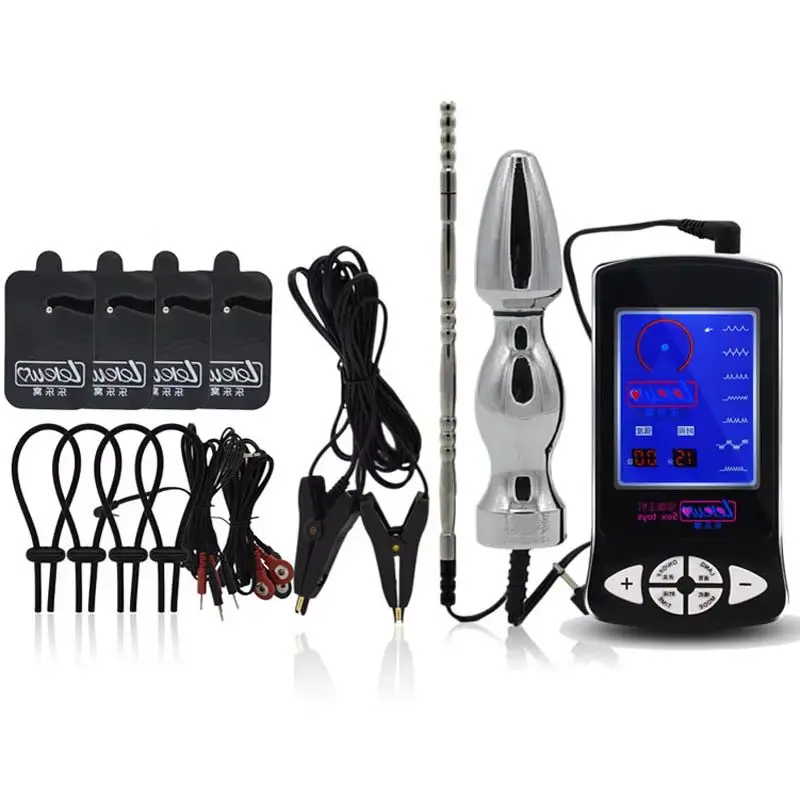 Estim Electro Stimulation Massage Pads Urethral Sound Anal Plug Kits Penis Cock Ring Butt Plug Nipple Clamps BDSM Sex toys